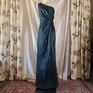 Cameron Blake One Shoulder Emerald Green Evening Gown